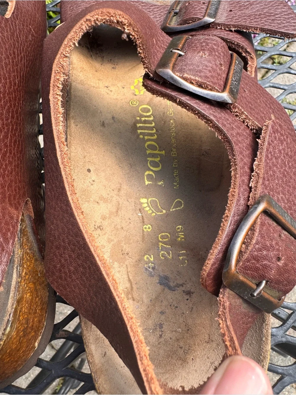 Birkenstock Papillio Brown Double-Buckle Leather Sandals EU 42 US Mens 9